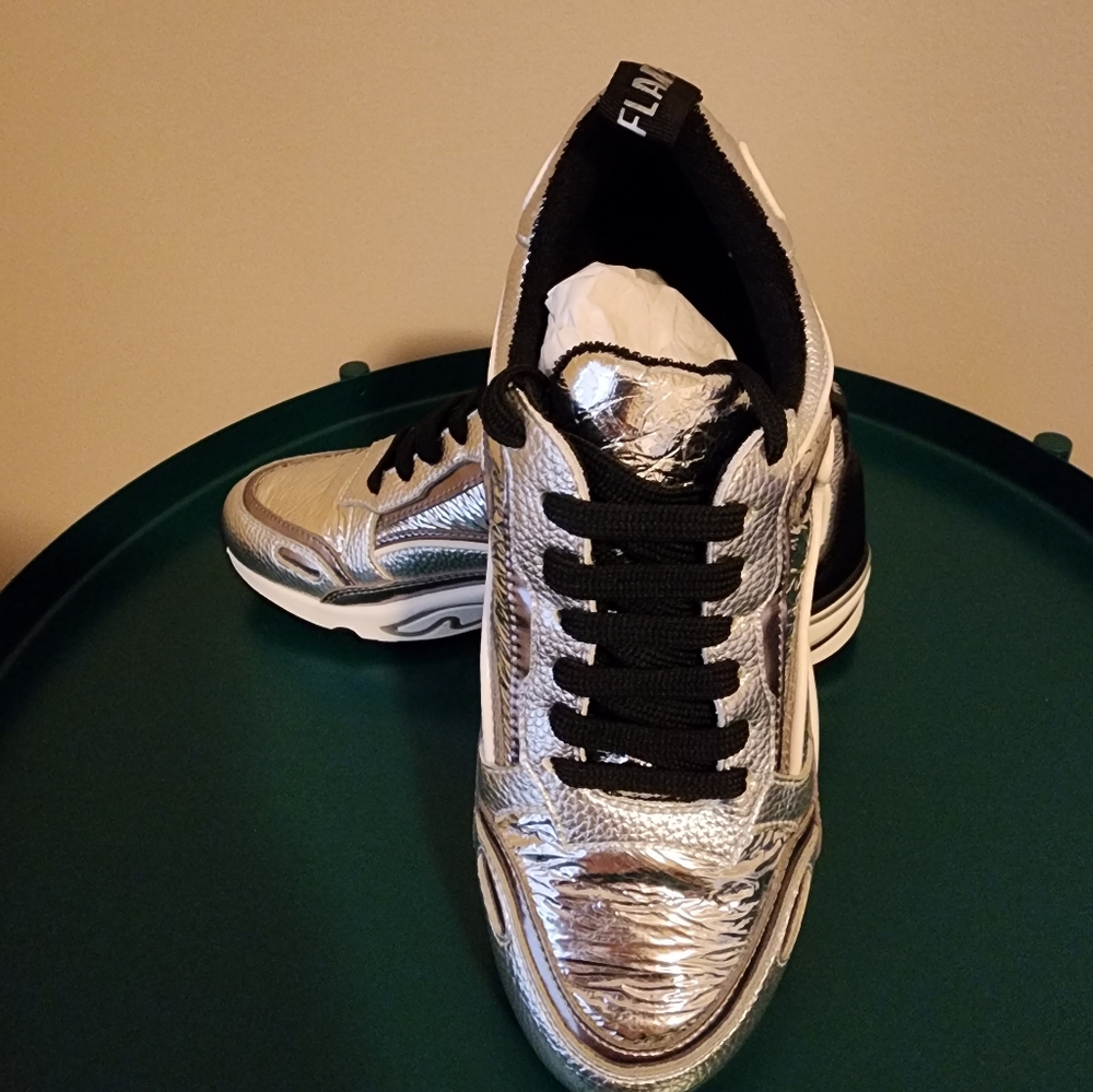 Sandro Flame Metallic Eco-friendly Leather Sneakers size 35 - Picture 2 of 4